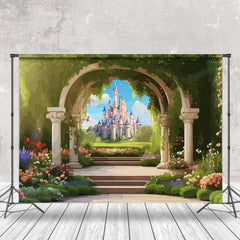 Lofaris Green Plants Castle Floral Birthday Photo Backdrop