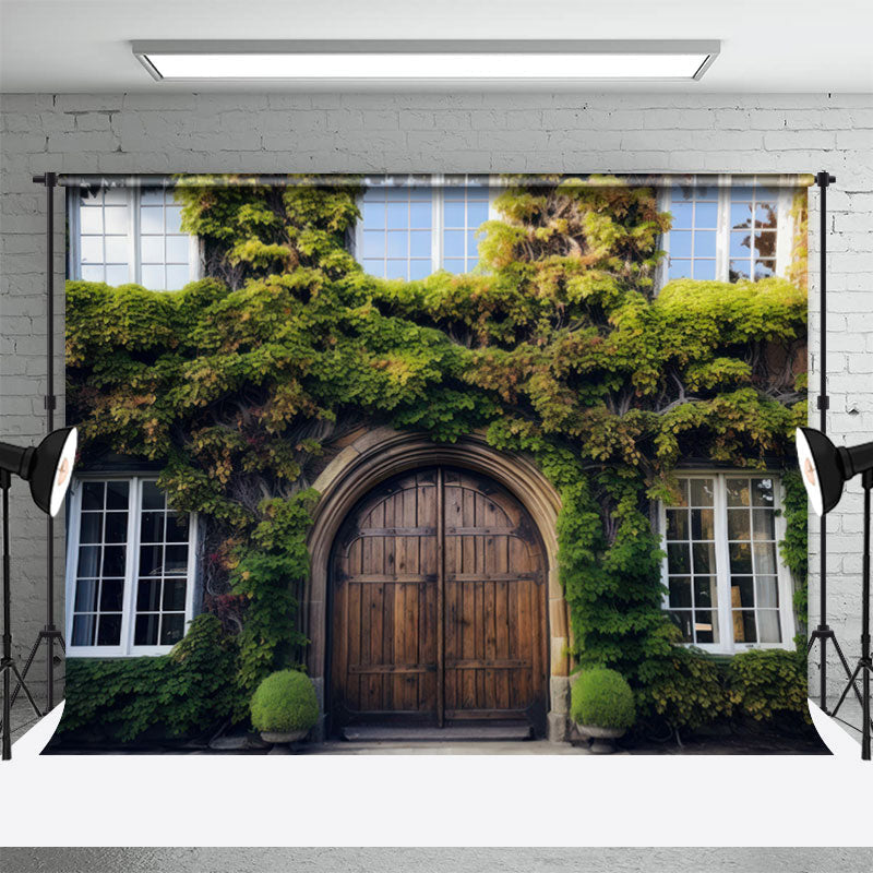 Lofaris Green Plants Ivy House Windows Door Spring Backdrop