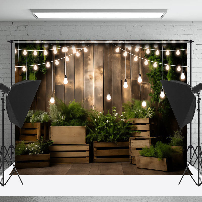 Lofaris Green Plants Light Wooden Backdrop For Photoshoot