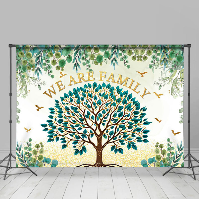 Lofaris Green Plum Leaves Gold Tree Family Reunion Backdrop