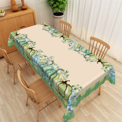 Lofaris Green Pumpkins Leaves Dining Rectangle Tablecloth