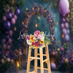 Lofaris Green Purple Arch Balloons Floral Wedding Backdrop