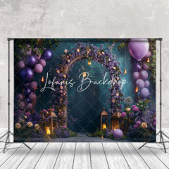 Lofaris Green Purple Arch Balloons Floral Wedding Backdrop