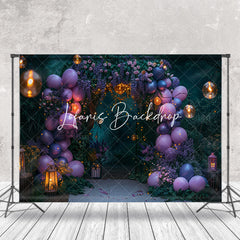 Lofaris Green Purple Balloons Light Plant Wedding Backdrop