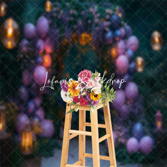 Lofaris Green Purple Balloons Light Plant Wedding Backdrop