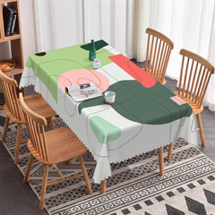 Lofaris Green Red Abstract Line Morden Rectangle Tablecloth