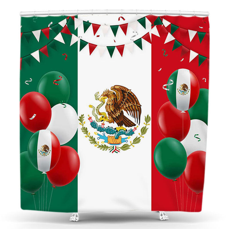 Lofaris Green Red Balloon Mexican Fiesta Shower Curtain