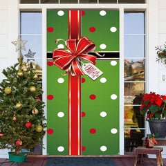 Lofaris Green Red Dots Box Bowknot Christmas Door Cover