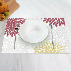 Lofaris Green Red Grey Abstract Floral Set Of 4 Placemats