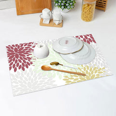 Lofaris Green Red Grey Abstract Floral Set Of 4 Placemats