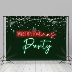 Lofaris Green Red Neon Light Snow Friendsmas Party Backdrop