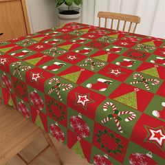 Lofaris Green Red Plaid Christmas Tree Decorative Tablecloth