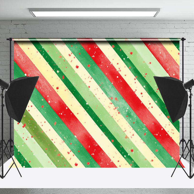 Lofaris Green Red Stripes Christmas Backdrop For Photography