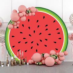 Lofaris Green Red Watermelon Seeds Round Birthday Backdrop