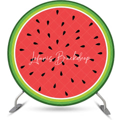 Lofaris Green Red Watermelon Seeds Round Birthday Backdrop