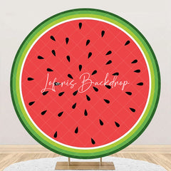 Lofaris Green Red Watermelon Seeds Round Birthday Backdrop