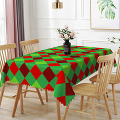 Lofaris Green Red Xmas Holiday Rectangle Tablecloth