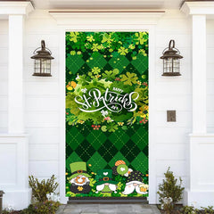 Lofaris Green Rhombus Lattice St Patricks Day Door Cover