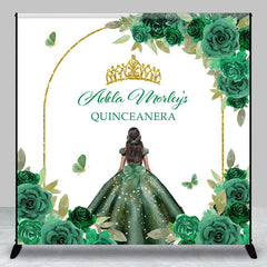 Lofaris Green Rose Gold Crown Custom Quinceanera Backdrop