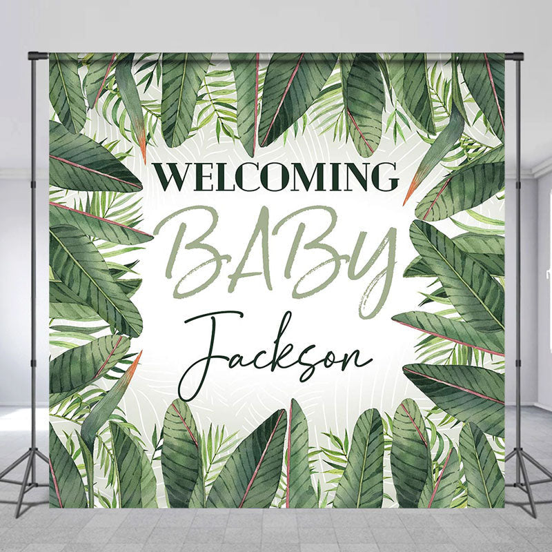 Lofaris Green Safari Welcome Baby Custom Shower Backdrop