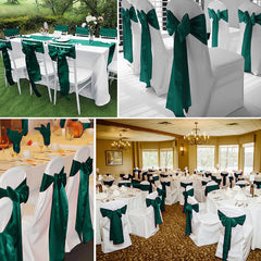 Lofaris Green Satin Universal Banquet Chair Sashes Bows