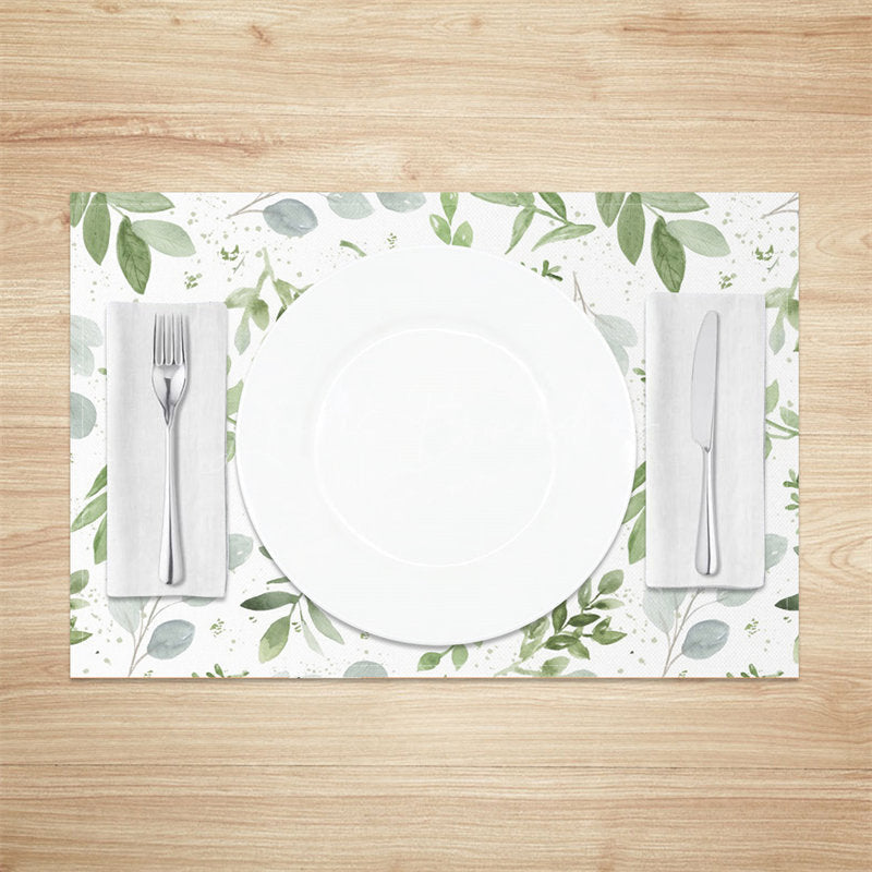 Lofaris Green Seamless Leaves Spring Set Of 4 Placemats