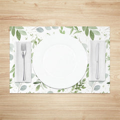 Lofaris Green Seamless Leaves Spring Set Of 4 Placemats