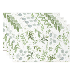 Lofaris Green Seamless Leaves Spring Set Of 4 Placemats