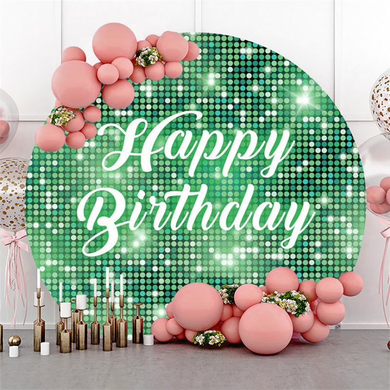 Lofaris Green Sequin Bokeh Sparkling Round Birthday Backdrop