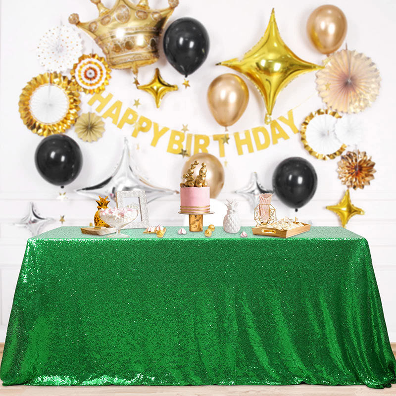 Lofaris Green Sequin Glitter Rectangle Banquet Tablecloth