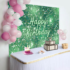 Lofaris Green Sequins Sparkle Happy Birthday Party Backdrop