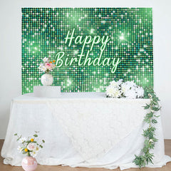 Lofaris Green Sequins Sparkle Happy Birthday Party Backdrop