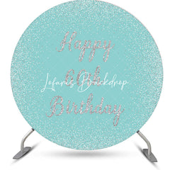 Lofaris Green Silver Glitter Round 60th Birthday Backdrop