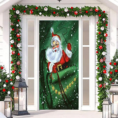 Lofaris Green Sled Santa Claus Snowy Christmas Door Cover