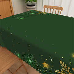 Lofaris Green Snowflake Light Tablecloth For Kitchen Decor