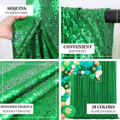 Lofaris Green Sparkle Sequin Fabric Backdrop for Photo