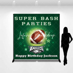 Lofaris Green Star Rugby Custom Name Birthday Party Backdrop