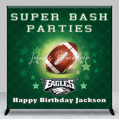 Lofaris Green Star Rugby Custom Name Birthday Party Backdrop