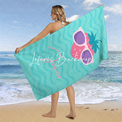 Lofaris Green Strawberry Sunglasses Custom Name Beach Towel