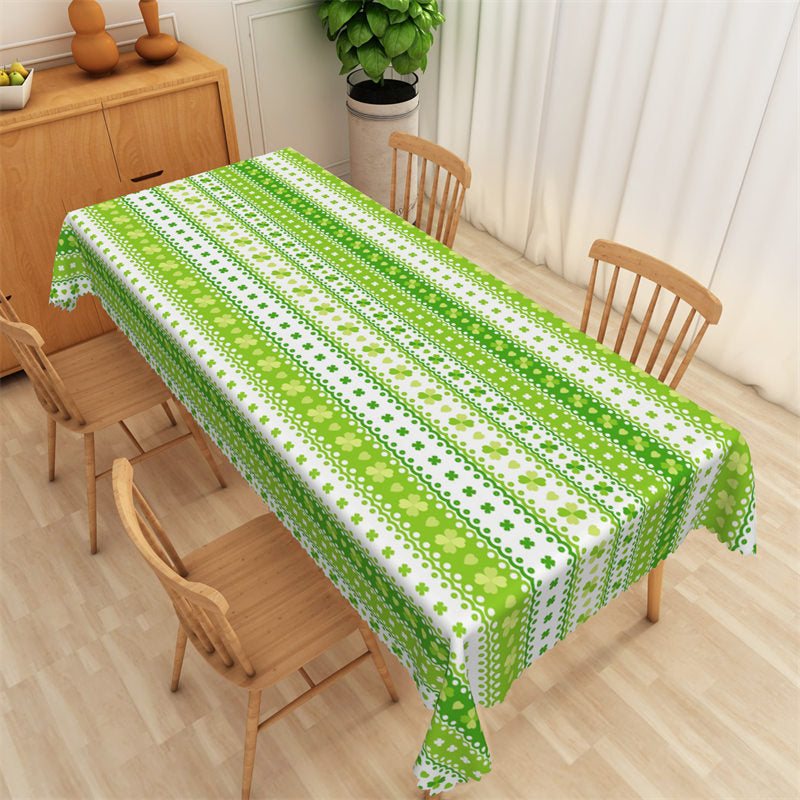 Lofaris Green Stripe Clover Patterns Rectangle Tablecloth