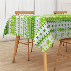 Lofaris Green Stripe Clover Patterns Rectangle Tablecloth