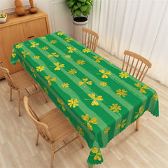 Lofaris Green Stripe Gold Clovers Rectangle Tablecloth Decor