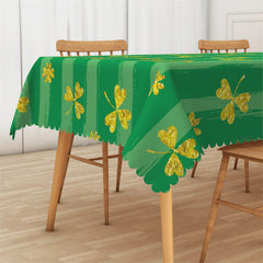 Lofaris Green Stripe Gold Clovers Rectangle Tablecloth Decor