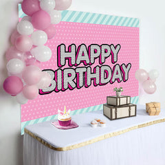 Lofaris Green Stripe Pink Dots Backdrop For Birthday Party