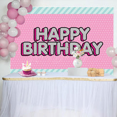 Lofaris Green Stripe Pink Dots Backdrop For Birthday Party