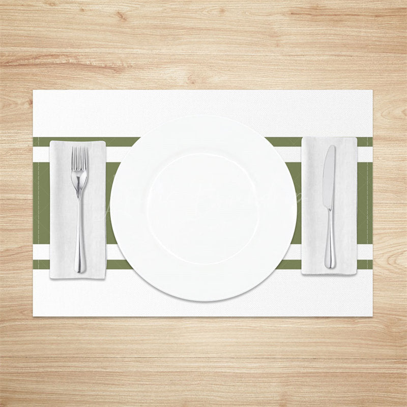 Lofaris Green Stripe White Simple Dining Set Of 4 Placemats