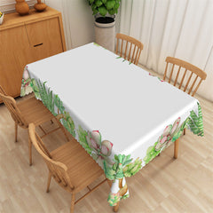 Lofaris Green Succulent Plants White Rectangle Tablecloth