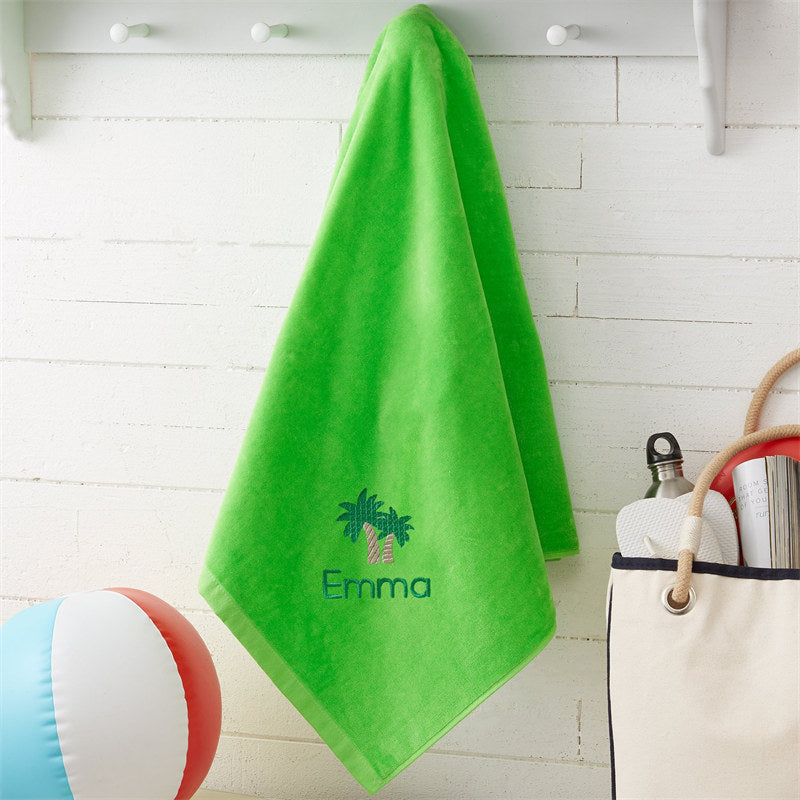 Lofaris Green Summer Fun Holiday Embroidered Beach Towel