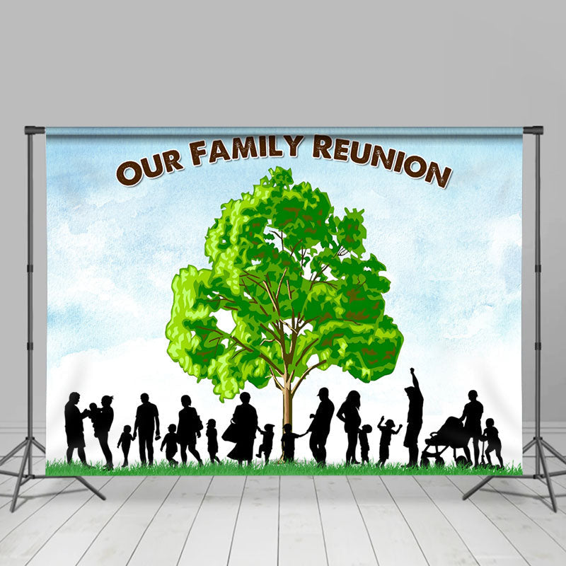 Lofaris Green Tree Our Family Reunion Outdoor Party Backdrop