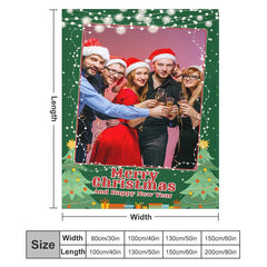 Lofaris Green Trees Custom Photo Merry Christmas Blanket